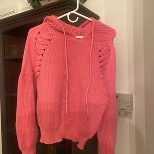 Vigoss Pink Knit Women's Sweater with Hood